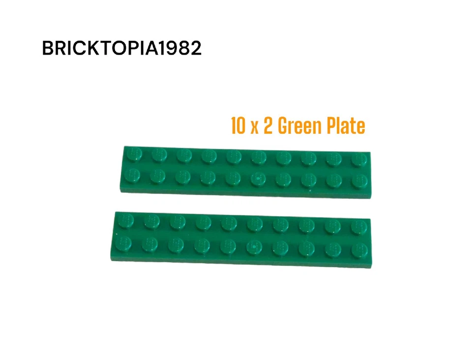 2 x Lego Green 10x2 Plate (3832) - Spare Parts / Pieces (Qty:2) - Image 1 of 1