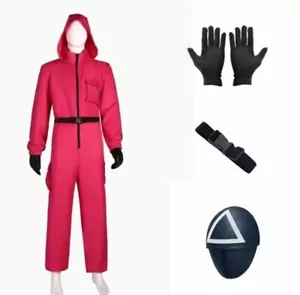Kinder Squid Game inspiriert Garde Kostüm Overall Dreieck Maske Full Set Größe 155 - Bild 1 von 5