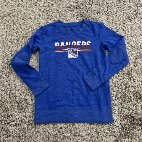 Adidas New York Rangers Sweater Womens S Small Blue Multicolor Crew Neck Cover