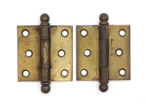 Pair of Vintage Ball Top 2.5 x 2.5 Steel Butt Cabinet Hinges - Imagen 1 de 5