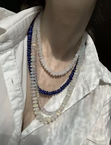 Wonderful Solid Gold Moonstone Open Loops Bead Necklace & Connector  - Picture 1 of 11