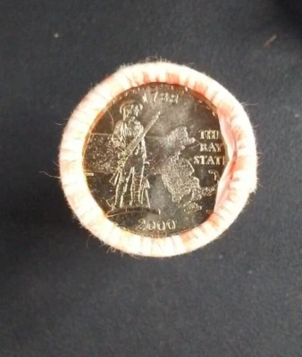 2000 D Massachusetts State Quarter US Uncirculated Bank Roll - Image 1 of 2