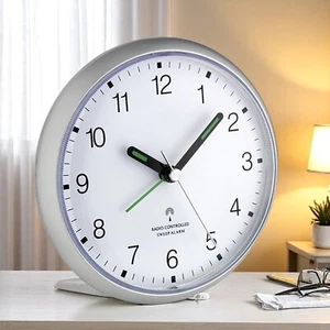 TFA Analogue Radio-Controlled Alarm Clock, Bedroom Office/Home with Snooze/Light - Picture 1 of 3