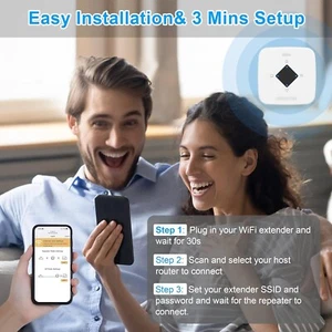 WiFi Extender Signal Range Booster, Cover Up to 4500 Sq.ft & 30 Devices for Home - Picture 1 of 4