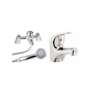 Juego de Grifo de Fregadero de Baño Egham Diseñador Cromo y Baño Ducha Lavabo Mezclador y Relleno - Imagen 1 de 8