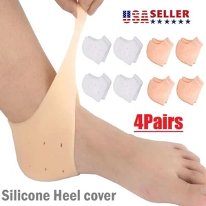4Pairs Heel Protectors Insoles Cracked Heels Feet Care Socks Sleeve Silicone Gel - Picture 1 of 16