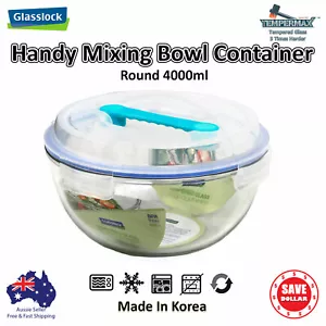 Glasslock Large Deep Glass Container Food Storage Salad Bowl Airtight Lid 4L - Picture 1 of 2