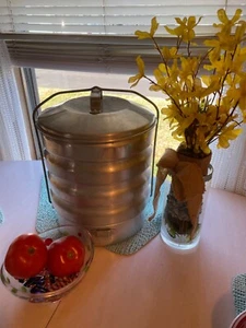 Vintage Buckeye Aluminum Canteen Tiffin handle stackable 5 Compartment Food Carr - Picture 1 of 5