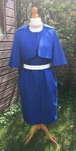 Hobbs Royal Blue Dress Jacket & Belt- 100% Wool - UK 14 - Wedding/Occasion - VGC - Picture 1 of 12