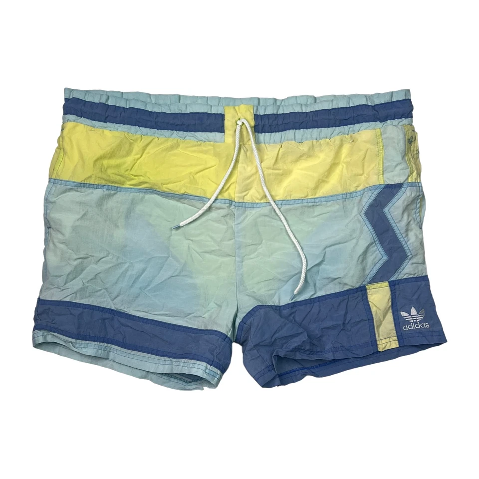 Adidas De Colección Años 80 Bañador Pantalones Cortos 5" Entrepierna Forro Integrado Azul Verde Grande Foto 1 de 4