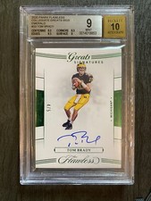 Tom Brady 2020 Panini Flawless Collegiate Greats /5 AUTO Emerald BGS 9 Auto 10