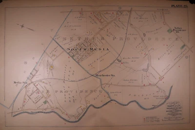 1882 Plat Map NETHER PROVIDENCE - UPPER PROVIDENCE, PA (XXL18x28) Free S&H #025 - Image 1 of 4
