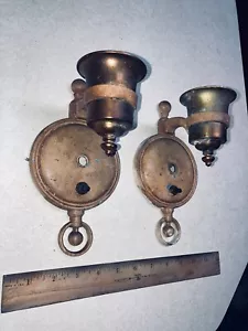 Rara coppia applique da parete antica da recupero 2 lampada luce missione alluminio pressofuso - Foto 1 di 18