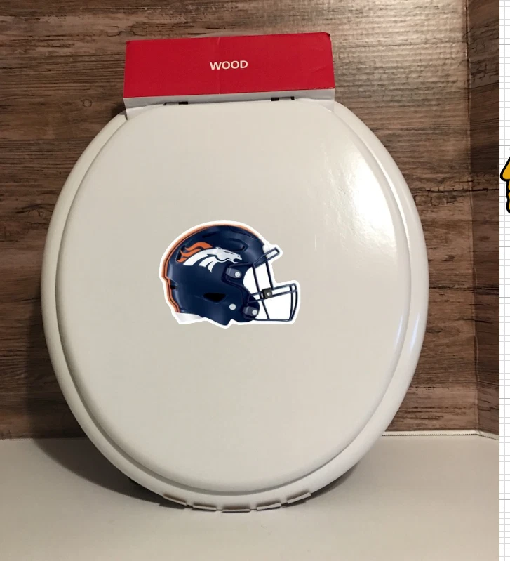 Denver Broncos Madera Estándar Asiento de Inodoro Blanco Hombre Cueva Baño Equipo Casco Foto 1 de 1