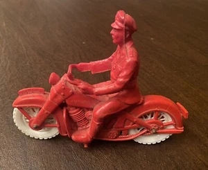 Auburn Rubber 530 RED Police Motorcycle Large 6” w Cop Rider - 1950’s Vintage - Picture 1 of 6