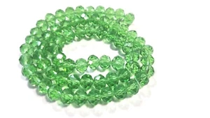 1 Strang  FACETTIERTE Glasperlen RONDELLE 8x6mm rund grün hellgrün basteln DIY - Bild 1 von 2