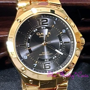 OMAX Diseñador Gris & Chapado Oro Acero Inoxidable Epson Seiko Movt Reloj HBK817 - Imagen 1 de 11