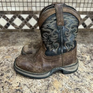 Durango Little Boys 8’ Brown Black Pull On Western Cowboy Boots Size 10.5M - Picture 1 of 12