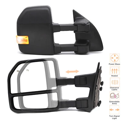 LH RH Tow Mirrors Power Heated Signal For 2002-2006 Ford F250 F350 F450 SD Black - Image 1 of 4