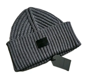 ALL SAINTS Gorro de Viaje Acanalado Tejido Puño con Parche Gris jaspeado Talla Única - Imagen 1 de 8