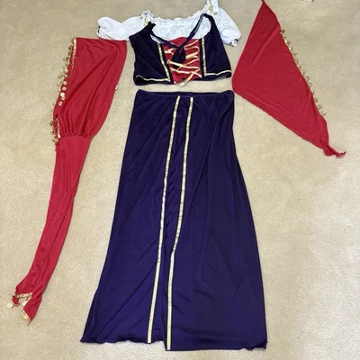 Gypsy Fortune Teller costume 1XL to 2XL 4 Pieces Top, Skirt, Scarf, Waist scarf - Image 1 of 4