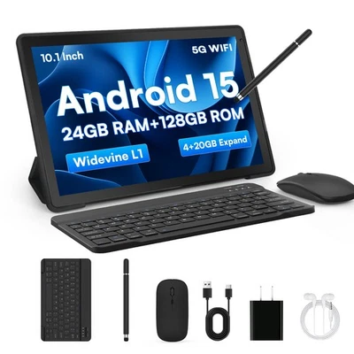 10.1'' Android 15 Tablets HD Touchscreen Octa-Core 24GB+128GB WIFI 6 Bluetooth - Image 1 of 4