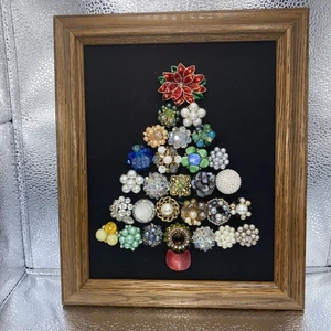 Ohrringe gerahmt Schmuck Kunst Weihnachtsbaum/Vintage - Bild 1 von 4