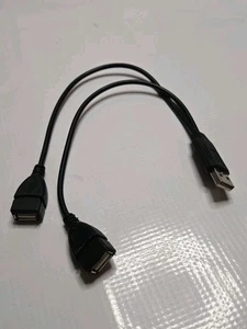 1x USB 2.0 A Male To Dual USB Female Jack Y Splitter Hub Power Adapter Cable 1FT - Picture 1 of 4