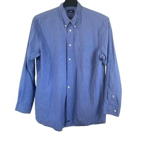 Structure Men’s Long Sleeve Button Down Blue White Grid Pattern - Picture 1 of 3