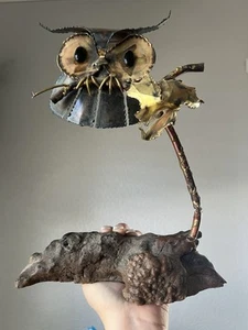Mid Century Modern Brutalist Metal Owl Sculpture, Curtis Jere Style - Picture 1 of 6