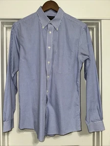 Brooks Brothers Dress Shirt 20 Blue Check Non Iron Cotton - Picture 1 of 4
