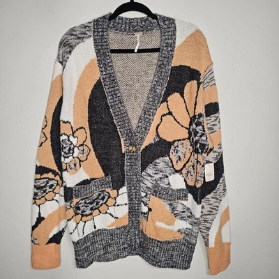 Combo Suéter Cárdigan Free People Pequeño August Frontal Abierto Botón Melocotón Pétalos Foto 1 de 4