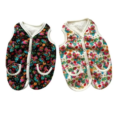 Pet Winter Coat Floral Pattern Padded Vest for Small Dog Cats Festival Event - Image 1 of 4