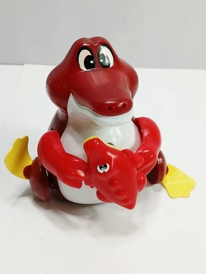 Vtg Tomy Mama Alligator / Baby Pull String Running Toy = Works!  See video - Image 1 of 4