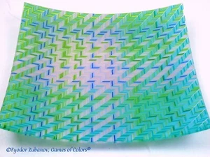 Original Handmade Glass Square Plate "Blue Stitches" - Picture 1 of 8