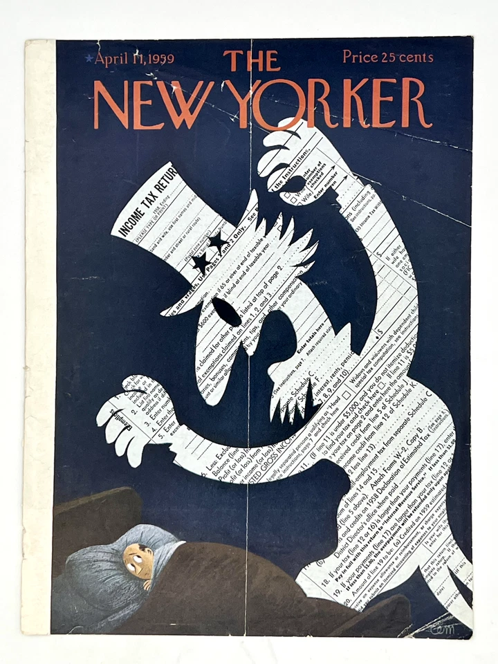 Original April 11, 1959 New Yorker Cover: Dreams of the IRS Income TAX monster - Image 1 of 1