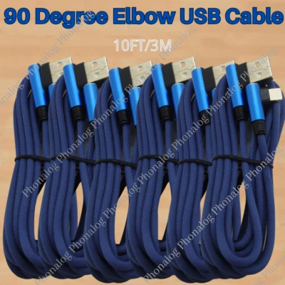 90 Degree Elbow USB Charger Cable 10FT For iPhone 13 12 11 8 7 6 5 Charging Cord - Image 1 of 4