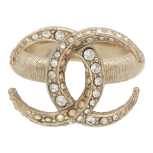 CHANEL Cocomark Rhinestone Ring Gold US6.5 GoldColor CC Logo motif Ladies Unisex - Picture 1 of 8