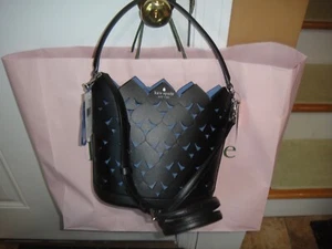 New Kate Spade DORIT Small Bucket BLACK Leather CrossBody Bag.$359.00.AUTHENTIC! - Picture 1 of 23