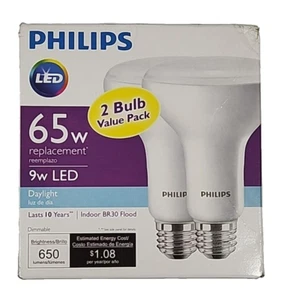 Philips BR30 Flood 65W / 9W LED Daylight 5000K Indoor Dimmable - 2 Pack - Picture 1 of 3