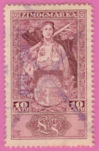 LETONIA LETONIA DOCUMENTAL SELLO DE INGRESOS 10 LATU WMK REVERSO ESVÁSTICA 2398 - Imagen 1 de 2