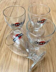 Vintage Martini Glasses x 4 Short Stem Drinking Aperitif Gilded Rim Height 9cm