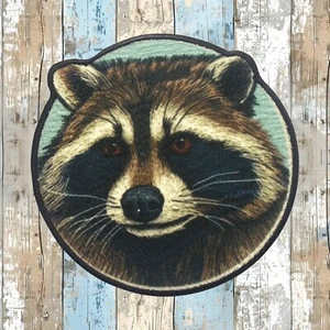 Raccoon Patch Embroidered Iron-on Applique Nature Outdoor Masked Animal Wildlife - Picture 1 of 15