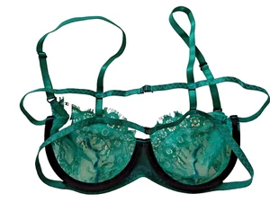 Shein UK Medium Green Mix Sexy See-Through Lace Harness Bra - Picture 1 of 3