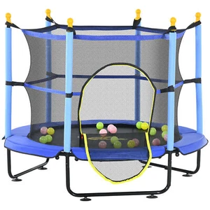 4.6ft Kids Mini Trampoline with Safety Enclosure Net and Ball Pit for 3-10 Years - Picture 1 of 9