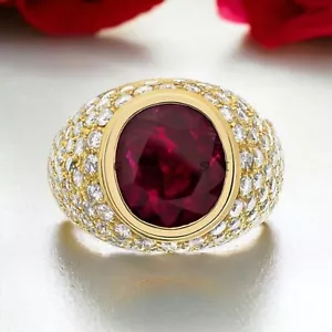 Ruby Gemstone With 925 Sterling Silver Gold Plated Ring For Men's #BL93 - Picture 1 of 8