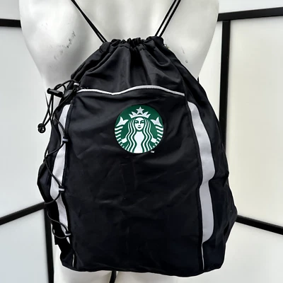 Mochila con cordón con logotipo de Starbucks Bolso ceñido Gimnasio Negro Reflectante Bungee Foto 1 de 4