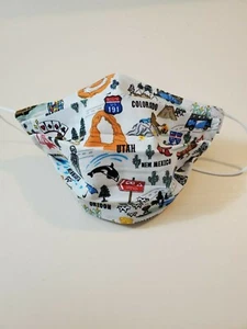 Adult Face Mask, Summer Vacation, Anytime Travel, USA States, Handmade - Picture 1 of 2