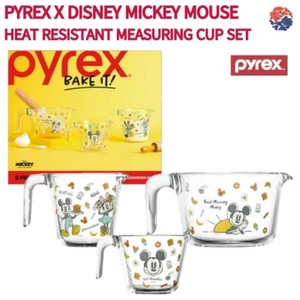 Pyrex Disney Mickey Mouse Measuring Cup Set Package Temper Glass Heat Resistant - Picture 1 of 15