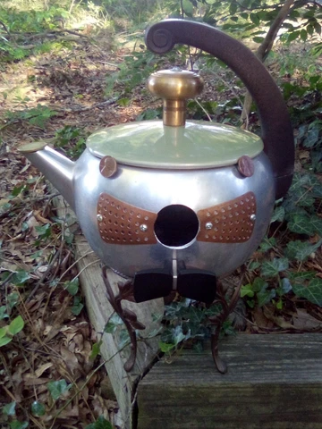 14" WEAR-EVER BIRDHOUSE ALUMINUM REAL TEAPOT STEAMPUNK FOLK ART BRIAN CARLISLE Cover